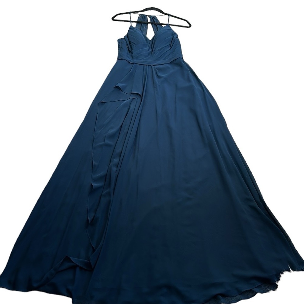 AZAZIE navy blue bridesmaids maxi shaffon dress size 8